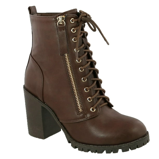 Boots New Women Combat Platform Lace Up Lug Sole Chunky Heel Ankle Boots Booties Clothing, Shoes